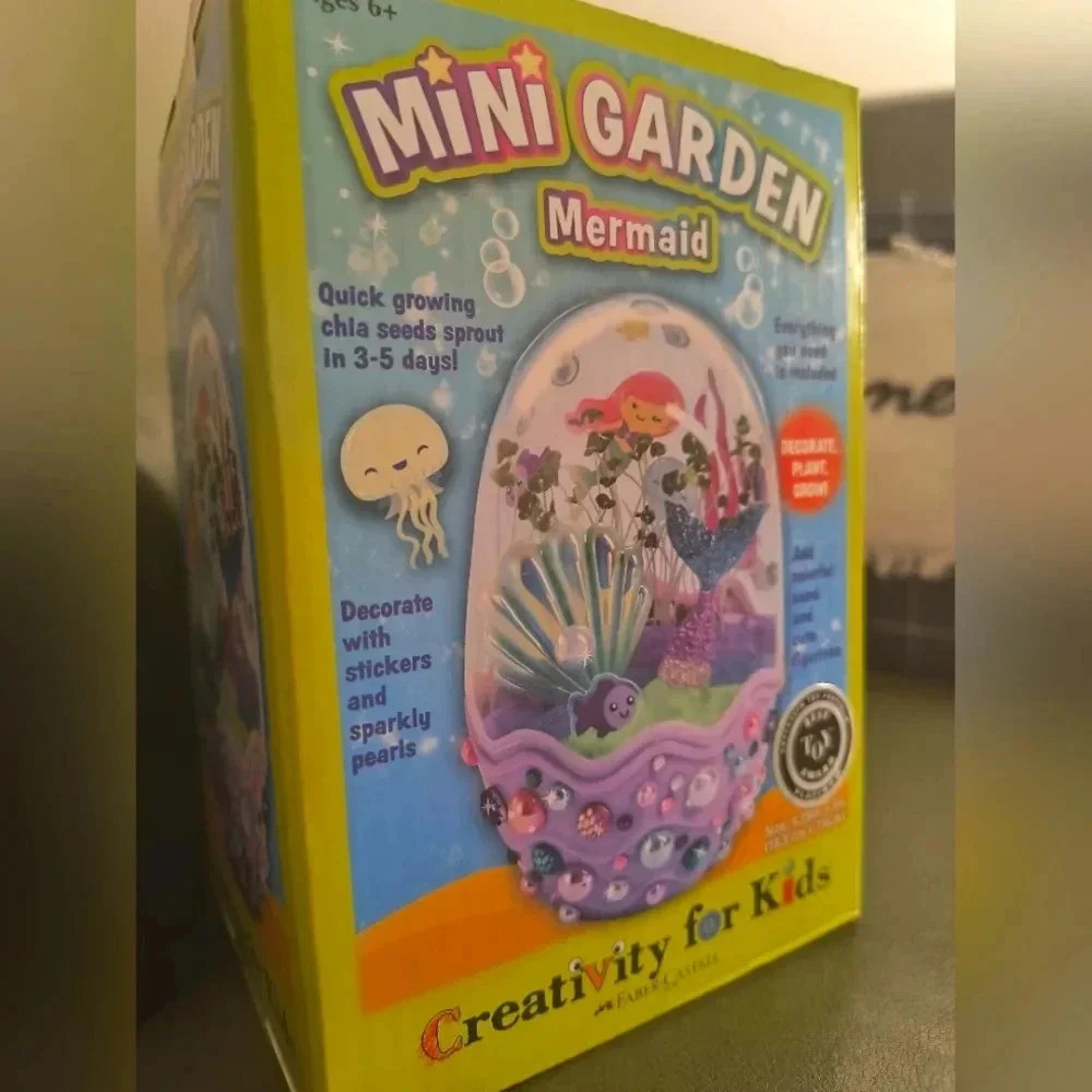 Mermaid kids mini chia seed garden activity set gift children's girls sparkle fu